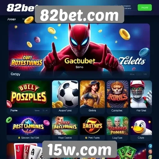 Diversidade de jogos disponíveis na plataforma 82bet.com